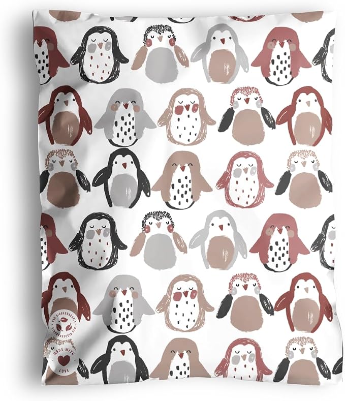 Poly Mailers 14.5 x 19 Inch - 100 pack Biodegradable Shipping Bags for Clothes and Large Items - Impack Self-Seal Waterproof Thick Mailing Envelope for Accessories & Clothing - Penguins