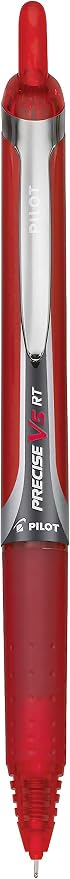 PILOT, Precise V5 RT Refillable & Retractable Rolling Ball Pens, Extra Fine Point 0.5 mm, Red, 12 Count (Pack of 12)