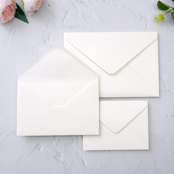 PONATIA 50 Pack A4 Envelopes for 4x6 Cards, 4.33 x 6.3'' Ivory Envelopes Perfect for Gift Cards, Wedding Details Cards, Thank You Cards
