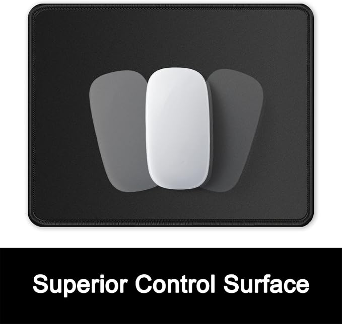 ITNRSIIET 1 Pack Mouse Pad with Stitched Edge Premium Textured Square Mouse Mat Washable Non-Slip Rubber Base Smooth Precise Operation Desktop Protection Mat, 10.2×8.3×0.12 inches, Black