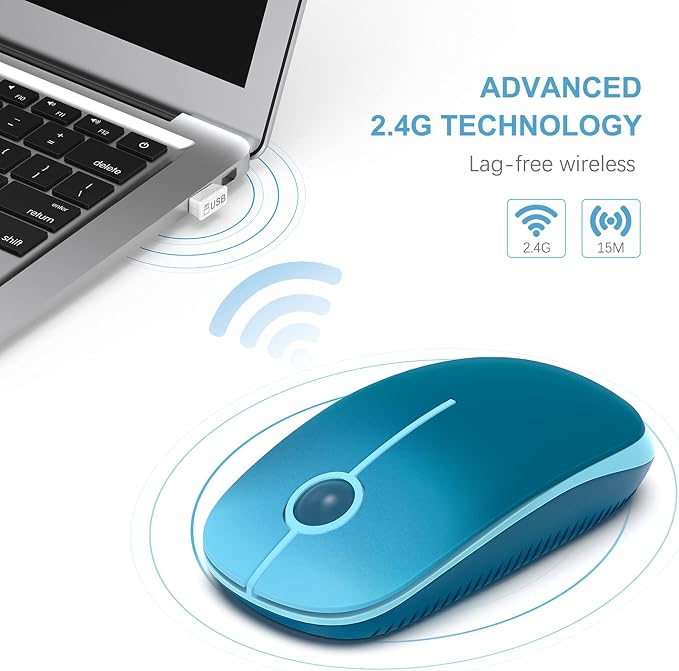 VssoPlor Wireless Mouse, 2.4G Slim Computer Laptop Mouse, Gradient Blue | Portable Mouse, Plug & Play USB Nano Receiver, Quiet Silent Optical Mice for Notebook, PC, Laptop, Computer, Windows, Mac