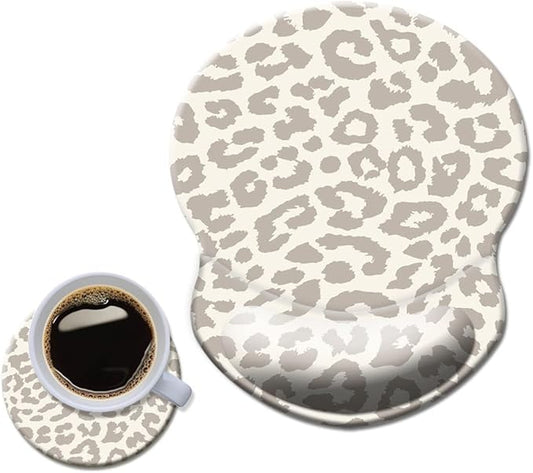 Mouse Pad with Wrist Support, Non Slip Mousepad Wrist Rest for Office, Computer, Laptop & Mac- Durable & Comfortable & Lightweight Ergonomic Support Mouse Mat Leopard Print