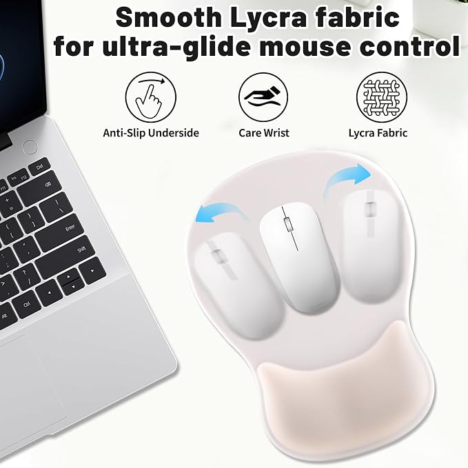 Ergonomic Mouse Pad with Wrist Rest - Gel Wrist Support Mousepad with Non-Slip PU Base for Computer, Laptop, Office & Home