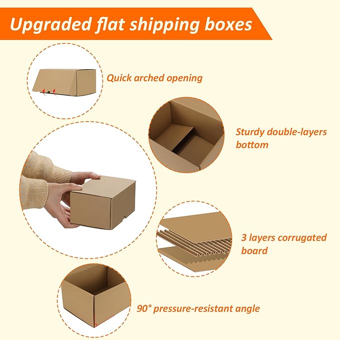 HORLIMER 6x4x3 inches Shipping Boxes Set of 40, Brown Corrugated Cardboard Box for Mailing, Packaging, Small Business