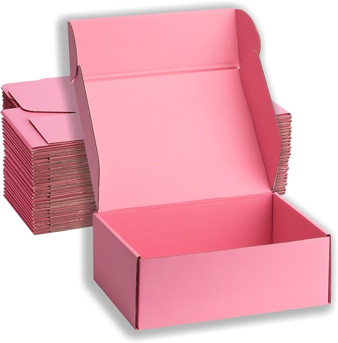 Small Shipping Boxes 12x9x4 Inches – Pink Corrugated Cardboard Boxes (20-Pack) for Mailing, Packing, Small Business & Gift Packaging - Recyclable & Sturdy