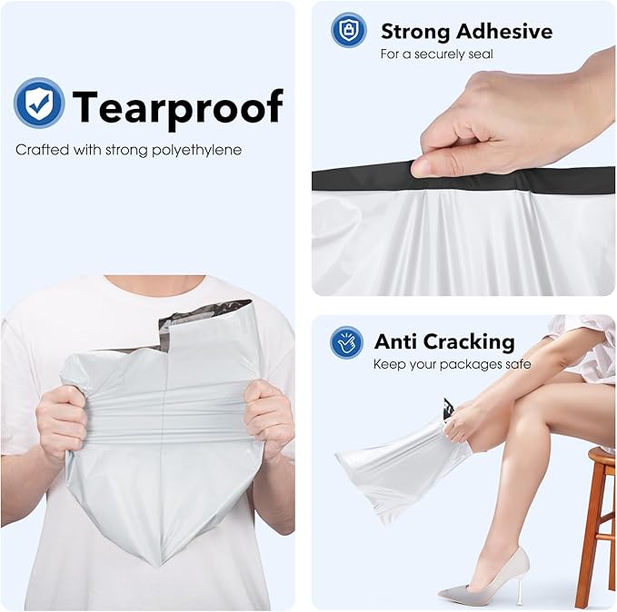 Fuxury Poly Mailers 6x9 Inch 1200 Pcs, Bulk Shipping Bags for Clothing, Strong Adhesive Shipping Envelopes for Small Business Suppliers,Waterproof Mailers Poly Bags Mailing Envelopes White