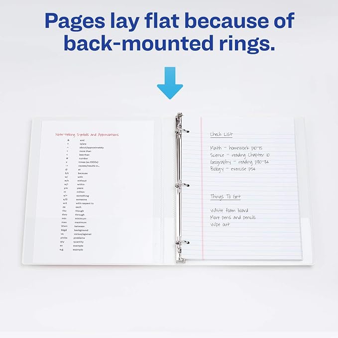 Avery® Durable View 3 Ring Binder, 0.5" Slant Rings, 1 White Binder | For Daily School, Home and Office Use, Clear View Overlays, DuraHinge Tear-Resistant Spine, DuraEdge Split-Resistant Edges