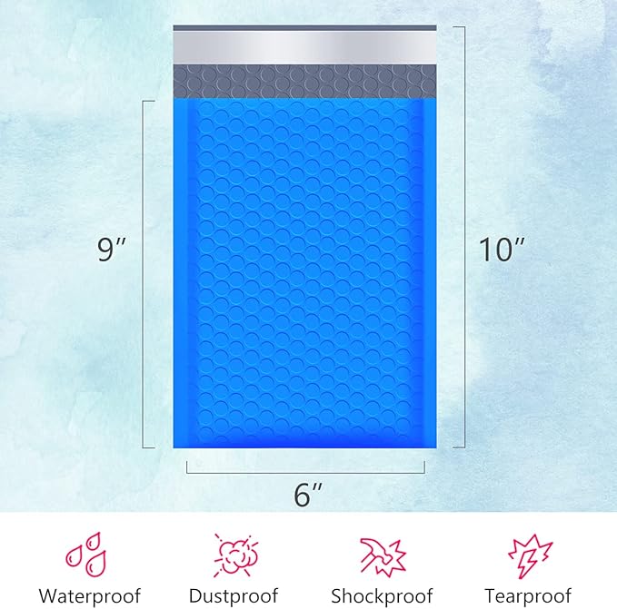 UCGOU Bubble Mailers 6x10 Inch Blue 25 Pack Usable Size 6x9" Padded Envelopes Small Business Mailing Packages Opaque Self Seal Adhesive Waterproof Boutique Shipping Bags for Jewelry Makeup Supplies #0