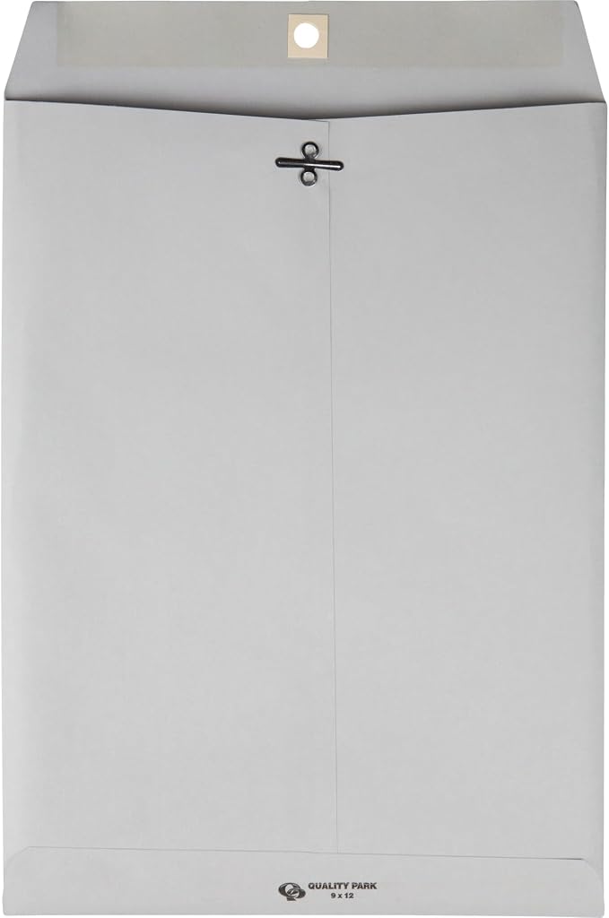 Quality Park Quality Park Executive Gray Gummed Clasp Envelopes (QUA38590), 9 x 12 Inches