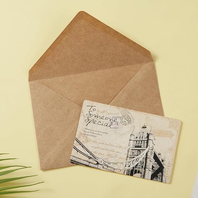 50 Pack A7 Colorful 5x7 Envelopes V Flap Invitation Envelopes for 5x7 Cards, Birthday, Weddings, Graduations, Greeting Cards, Baby Shower 5.24 x 7.24 Inches (Brown)