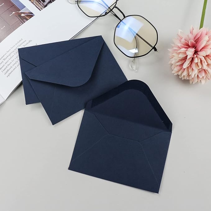 150 Packs of Gift Card Envelopes, Black Mini Envelopes, Gift Card Holder, Business Card Envelopes (4"x2.75") (Blue)