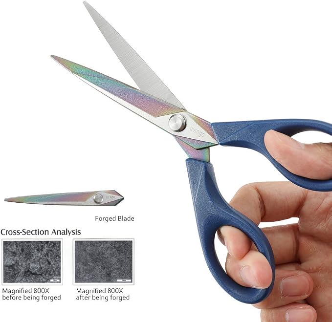 LIVINGO Titanium Scissors 7" All Purpose Shears 2 Pack | Forged Stainless Steel Blade, Left Right Handed Design, Fabric Sewing Craft, Home Office School Supplies