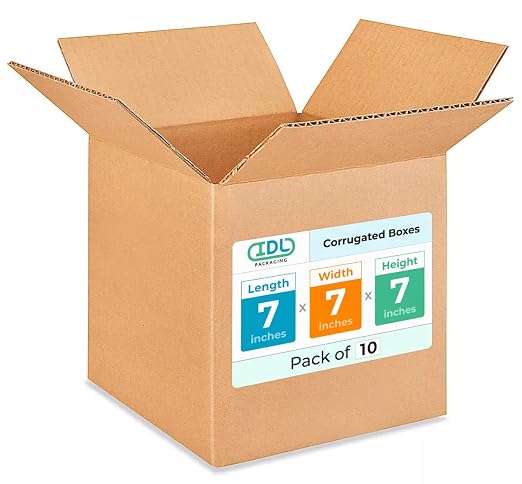 Small Cube Moving & Shipping Boxes 7x7x7 inches (10-Pack) - Extra Strength 200 lb vs Regular - USA-Made Corrugated Moving Boxes - Shipping Box - Shipping Box for Small Business by IDL Packaging | Extra Strength 200 lb vs Regular - Corrugated Moving Box...