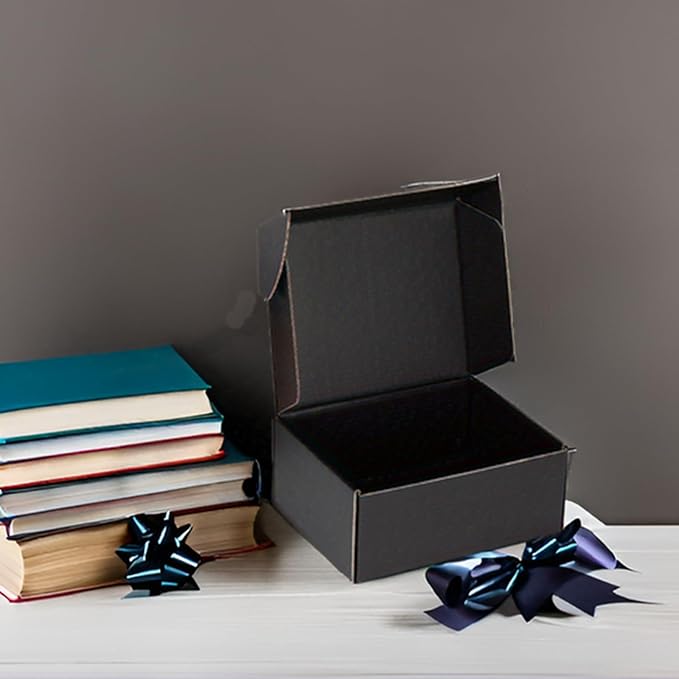Small Shipping Boxes 9x6x4 Inches – Black Corrugated Cardboard Boxes (20-Pack) for Mailing, Packing, Small Business & Gift Packaging - Recyclable & Sturdy