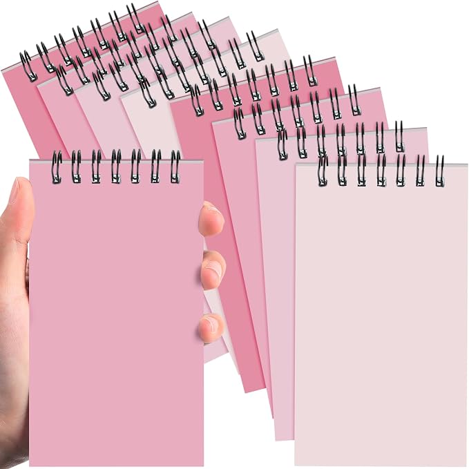 Tenceur 8 Pcs Pocket Notebook Small 3x5 Inch Mixed Pink Top Spiral Notepads Bound Notebook with Lined 120 Pages Mini Memo Pads for Office College Nurse Essentials Back to School Gift