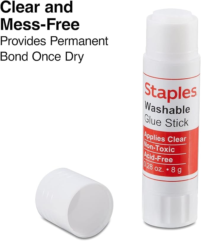 Staples Glue Sticks, 0.28 oz., 54/Carton