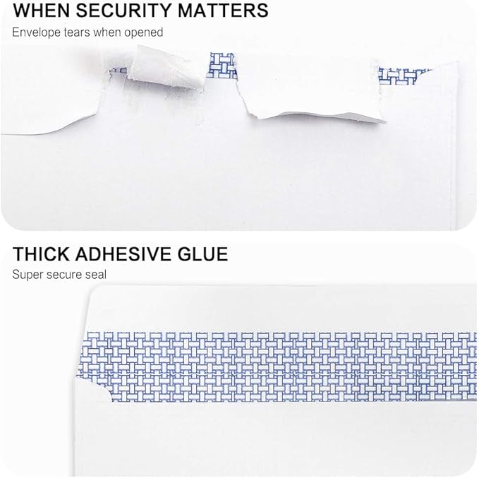 500 Pack #10 Double Window Security Self-Seal Envelopes - Suitable Size for Multiple Business Statements, Quickbooks Invoices, and Return Envelopes, Size 4-1/8 x 9-1/2 - White - 24 LB