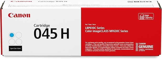 Canon Genuine 045 Cyan Toner Cartridge High Capacity Compatible with LBP612Cdw, MF632Cdw, MF634Cdw