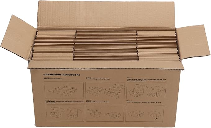 HORLIMER 6x4x4 inches Small Shipping Boxes Set of 25, Brown Corrugated Cardboard Box Literature Mailer