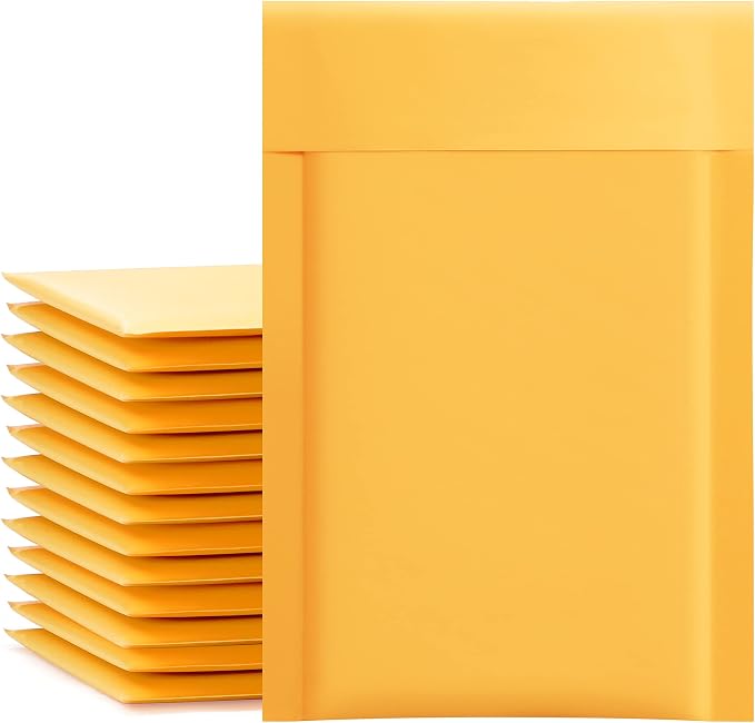 UCGOU Bubble Mailers 4x8 Inch Yellow 100 Pack Usable Size 4x7 Inch Kraft Padded Envelopes Small Business Mailing Packages Opaque Self Seal Boutique Shipping Bags Mailer Shipping Envelope Bubble Mailer | Self Seal Waterproof Padded Envelopes,Bubble Mail...
