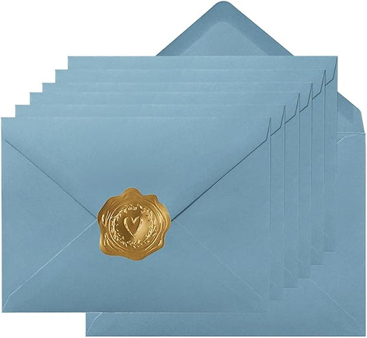 100 Pieces A7 Envelopes Colorful 5x7 Envelopes for Greeting Cards, Birthday, Weddings, Baby Shower Invitation Cards (Dusty-Blue, 5.24 x 7.24 Inches)