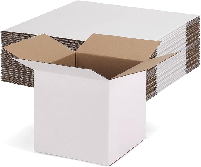 Rempry 30 Pack 6x6x6 Shipping Boxes White, Small Corrugated Cardboard Box for Mailing, Packaging Small Business, Kraft Mailer Gift Boxes