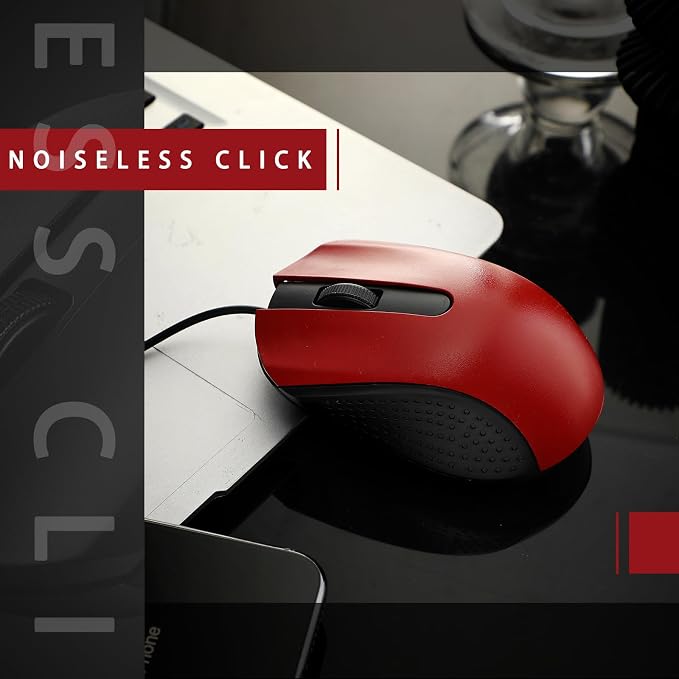 Hoteam 12 Pcs Wired Mouse Bulk, USB Ergonomic Computer Mice,Red | Plug Play USB Cord, Textured Grip for Office Gaming, Desktop Laptop Compatible, Bulk Office School Business Supply