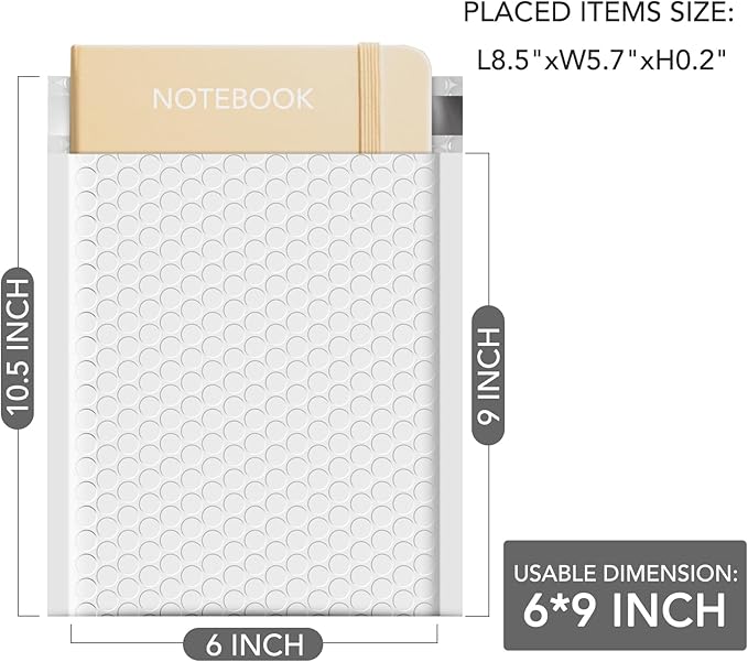 GSSUSA Bubble Mailers 6x10 100 Pack White Padded Envelopes Small Packaging Mailing Envelope Bags Bubble Mailer Shipping Bag Bulk Pack Self Seal Package Mail Packing Business Supplies