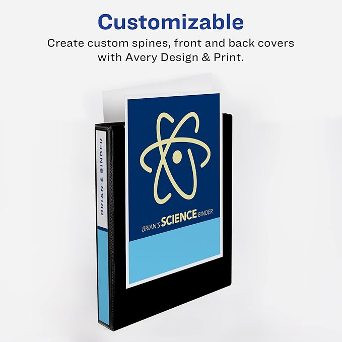 Avery Durable Clear View 3 Ring Binders, 3 Inch EZD Rings, 1 White Binder (09701)