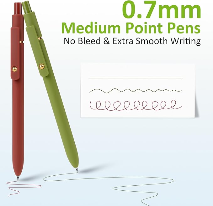 FIOVER Colored Gel Pens 6 Pack 0.7mm Medium Point Pens for Journaling | Quick-Dry Ink, Smooth Writing Colorful Pens for Note Taking, Doodling, Aesthetic Office School Supplies, Gifts for Women Men