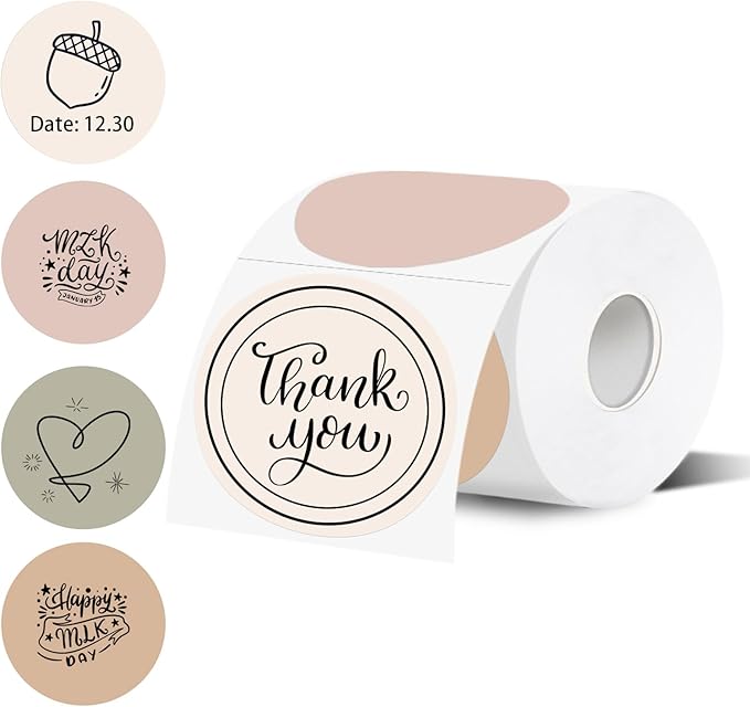 3 Inch Thermal Label,Morandi Round Thermal Printer Label,Waterproof Thermal Stickers for DIY Logo Design,Name Tag,Thanks Card 300 Labels/Roll (Morandi)