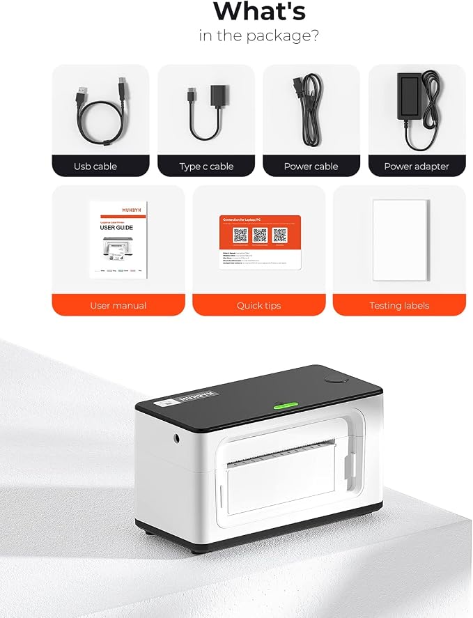 MUNBYN Wireless Wi-Fi AirPrint Thermal Printer Shipping Label Printer | Compatible with iPhone, iPad, MacOS, Android Windows Suit for Small Business, Etsy, USPS, No Ink, Fast & Clear Printing