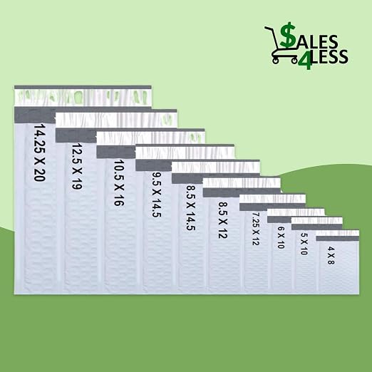 SALES4LESS - Poly Bubble Mailers, Waterproof & Cushioned Padded Envelopes for Shipping, 14.25 x 20 in (50 Pack, White)