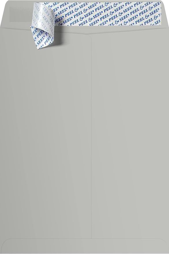 LUXPaper 9 x 12 Open End Envelopes | Peel & Press | Gray Wove | 28lb. Text | 500 Qty