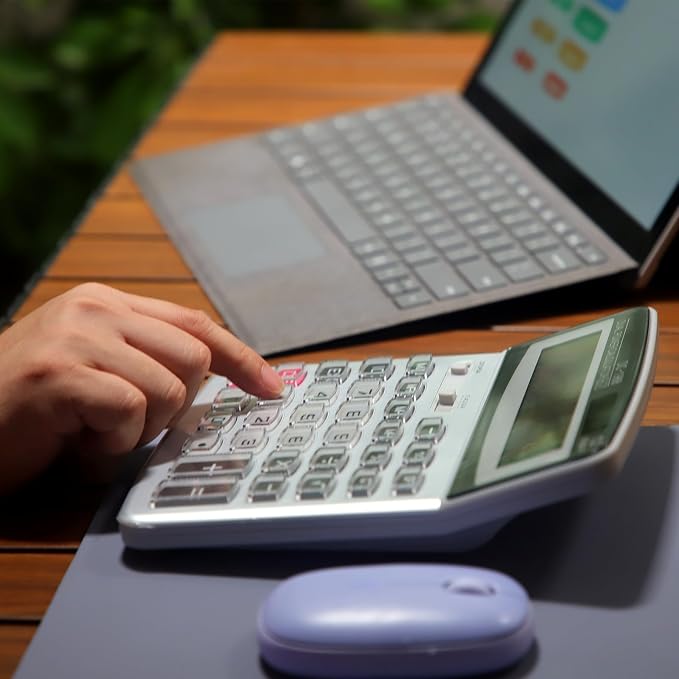 OFFIDIX Desk Office Calculator, 12 Digits Large Solar LCD Display ﻿ | Big Buttons Dual Power Solar Calculator, Desktop Calculators for Work, Business, Home and School