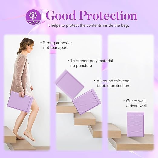 Fuxury Bubble Mailers 12x15" Lavender Purple Padded Envelopes 250 Pack Large Bubble Mailer Strong Adhesion Padded Mailer,Self-Seal Envelope for Mailing Small Business,Magazine, Clothing.