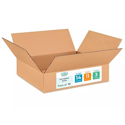 Medium Moving & Shipping Boxes 14x11x3 inches (10-Pack) - Extra Strength 200 lb vs Regular - Corrugated Packaging Boxes for USPS/UPS/FEDEX - Medium Box - Heavy Duty Box by IDL Packaging | Extra Strength 200 lb vs Regular - Corrugated Packaging Boxes fo...