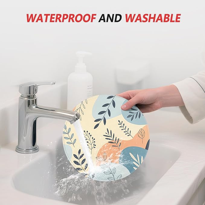 ITNRSIIET Mouse Pad Non-Slip Rubber Base Smooth Surface Stitched Edges Waterproof Durable Compatible with All Mice for Office & Gaming, Desk Accessory, Diameter 8.7 inch, VividFoliage