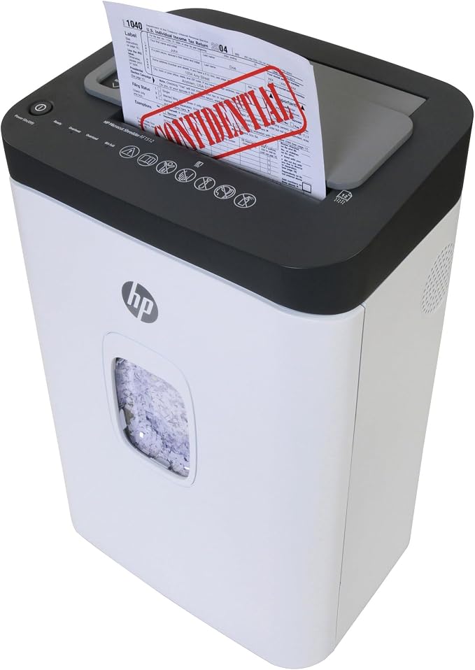 HP - Micro Cut Paper Shredder, 12-Sheet Manual, 150-Sheet Auto Feed | Micro Cut High Security Shredding, Auto Feed And Manual Capacity, Continuous Performance, Large Capacity, Rolling Casters