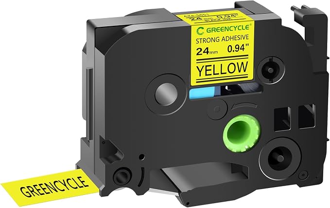 GREENCYCLE Extra Strength Label Tape TZe-S651 24mm 0.94" Laminated Yellow Compatible for Brother P-Touch TZeS651 TZ-S651 TZe TZ 1 inch Black on Yellow Label Tape for PT2730 PT9600 PTH500LI, 20 Pack