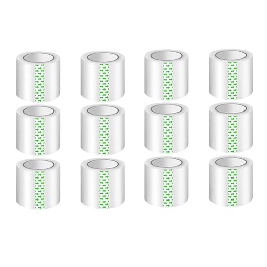 Clear Packing Tape (12 Rolls) - Quiet Packaging Tape 1.5 INCH Core Shipping Tape Refill Rolls Moving Tape for Packing Boxes, 2" x 25 Yards