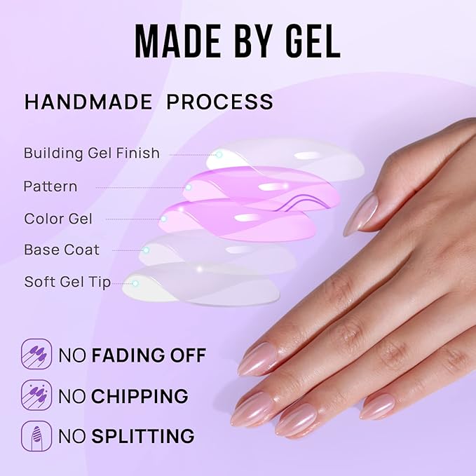 BTArtbox Press On Nails Almond - Short Nude Natural Nails Press Ons, Glue On Nails for Wedding Birthday Gift, Supremely Fit & Glossy Stick On Nails in 16 Sizes - 32 Nail Kit, Nudies