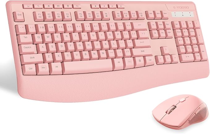Wireless Keyboard and Mouse Combo, Full Size Ergonomic with Wrist Rest | 2.4GHz USB Receiver, 3 DPI Adjustable 6-Button Cordless Mouse for Computer, Laptop, PC, Windows