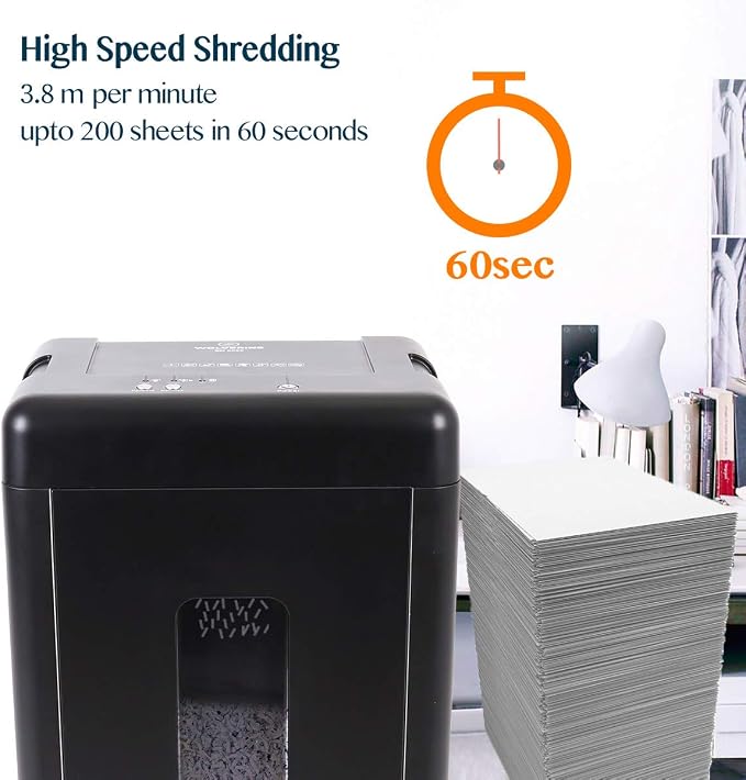 WOLVERINE SD9520 P5 Super Micro Cut Shredder, 15-Sheet, 2x10mm, 8Gal, Black | P-5 Super Micro Cut | 2×10mm | 15-Sheet | 12.5ft/min | 56dB | 8Gal | CDs | Induction Motor | ETL Listed