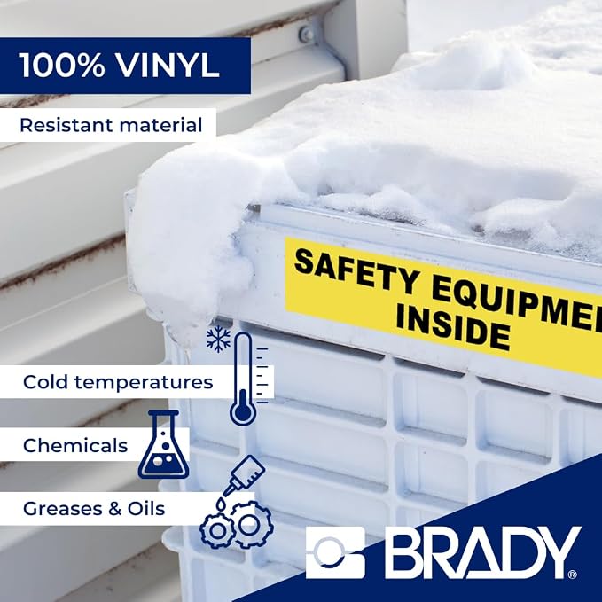 Brady Authentic (M21-375-595-BR) All-Weather Vinyl Label for Indoor/Outdoor ID, Lab and Equipment Labeling, White on Brown- ForM210, M210-LAB, M211, BMP21-PLUS and BMP21-LAB Printers, 375" W, 21' L