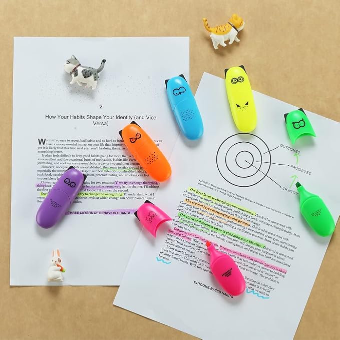 enlegend 6 pieces Cute highlighters Bird Design Kawaii Stuffs Mini Highlighters Pen Neon Color Chisel Tip Gift Highlighter Marker - stocking stuffers - gift for kids
