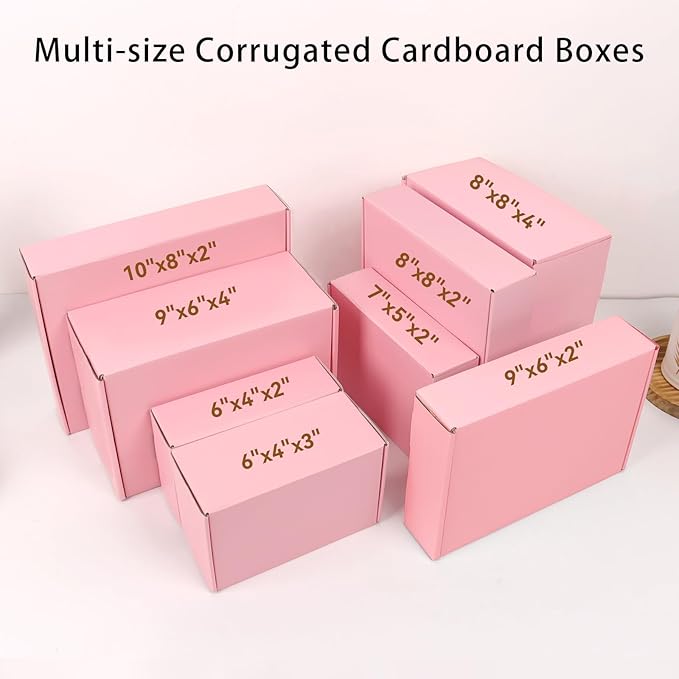 FORBFAN 8x8x2 Pink Shipping Boxes Small 30 Pack, Mailer Boxes for Small Business, Corrugated Cardboard Boxes for Packaging Mailing Shipping
