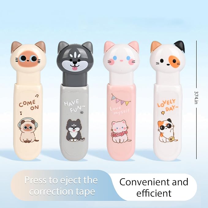 Retractable White Correction Tape,Cute Cat Paw Correction Tape Pens (4Pcs) | Mini Aesthetic Pen Shaped White Applicator with Easy to Use Out Tape for Back to School Office Supplies