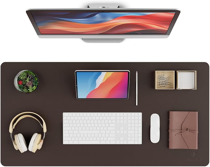 K KNODEL Desk Protector Mat and Pad for Office (Dark Brown, 15.7"x31.5") | Waterproof Desk Mat, Desk Pads and Blotters, Desktop Mat, Desk Protector and Cover, Office Computer, Laptop and Keyboard Mat