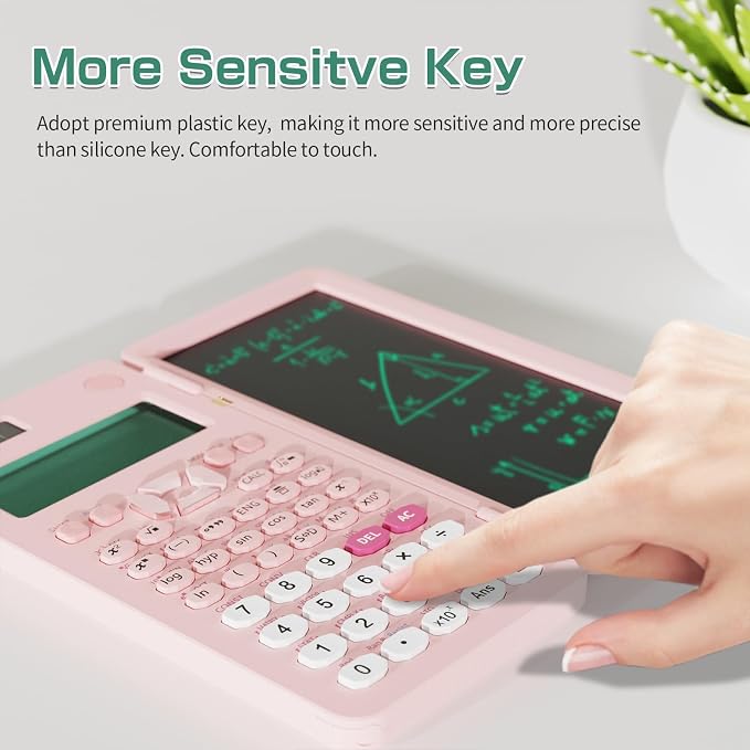 Rechargeable Scientific Calculators for Students, Pink 991ES MAX Foldable Science Calculator with Notepad 417 Function Solar Energy Science Calculators for Middle and High School Supplies (Pink)